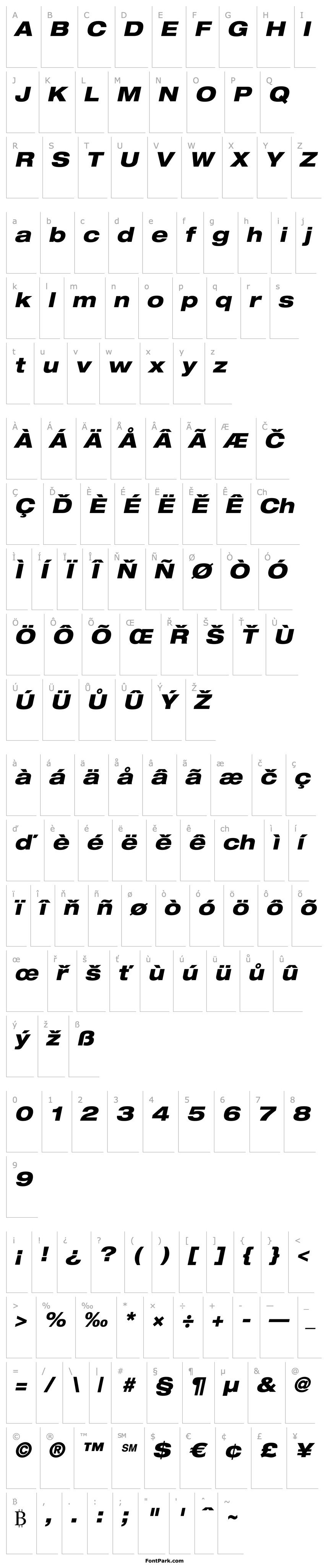 Overview Helvetica Neue LT Com 83 Heavy Extended Oblique