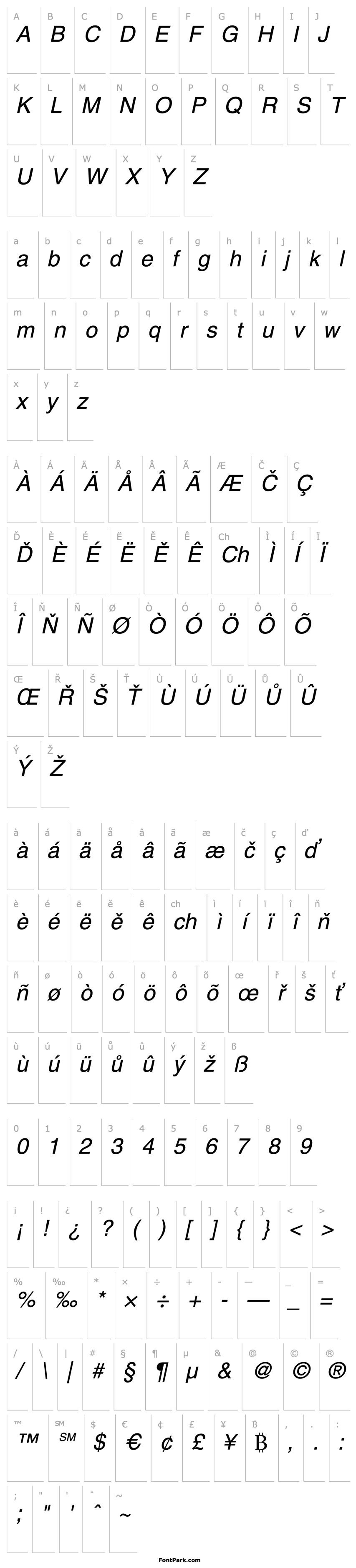 Overview Helvetica Oblique