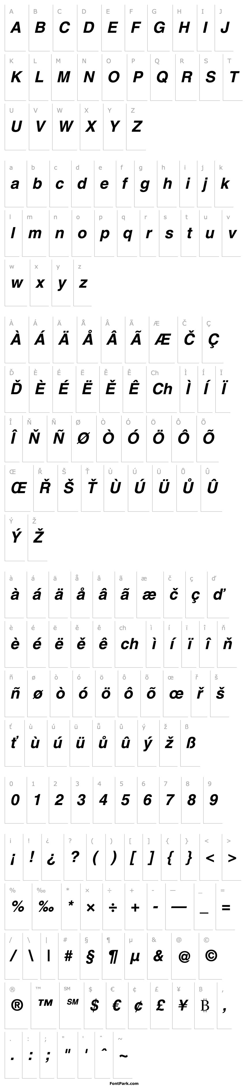 Overview Helvetica World Bold Italic