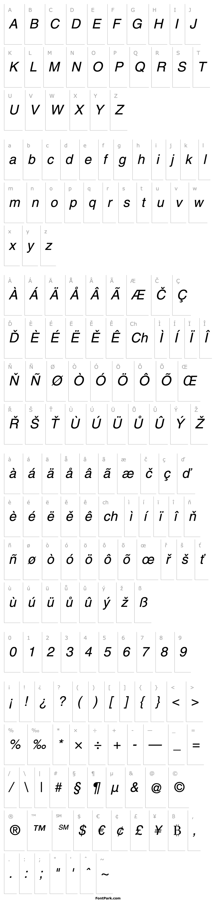 Overview Helvetica World Italic