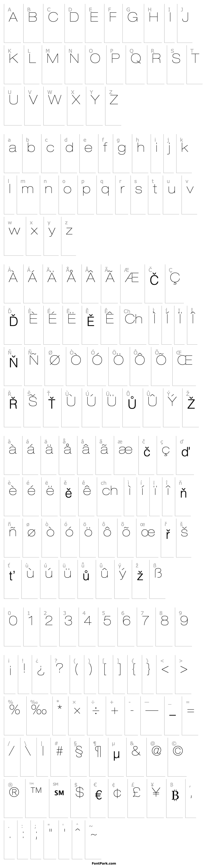 Přehled Helvetica23-ExtendedUltraLight