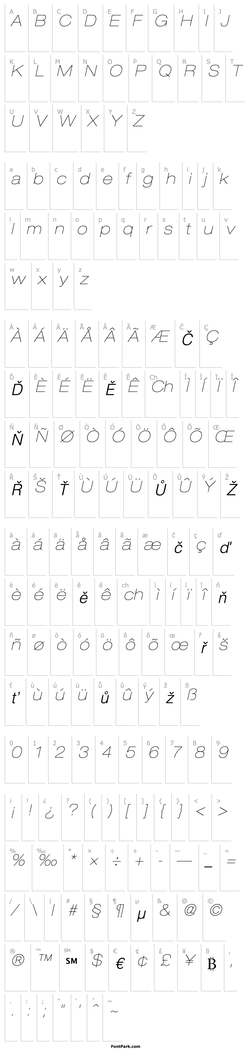 Overview Helvetica23-ExtendedUltraLight Oblique