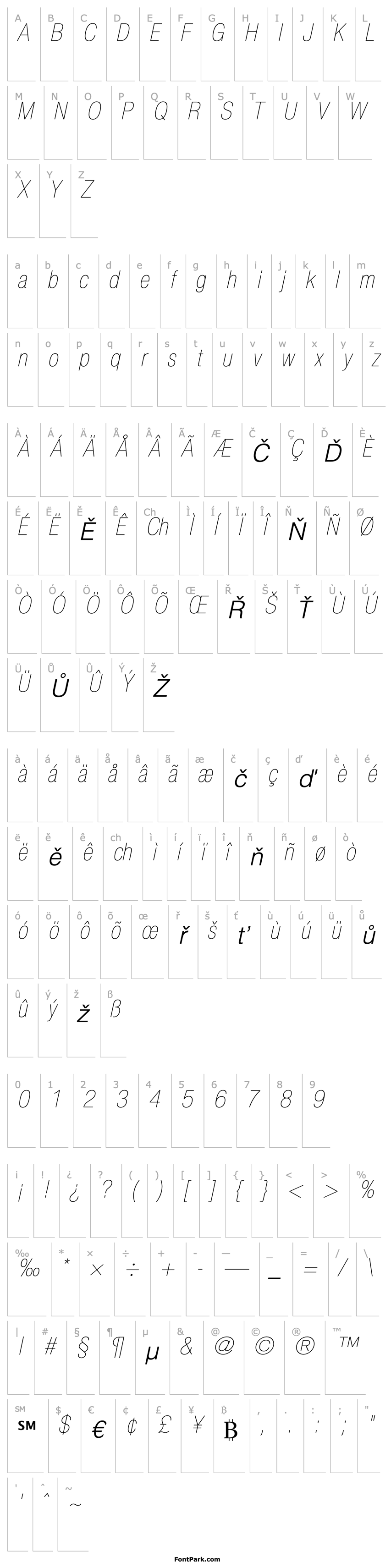 Overview Helvetica27-CondensedUltraLight Oblique