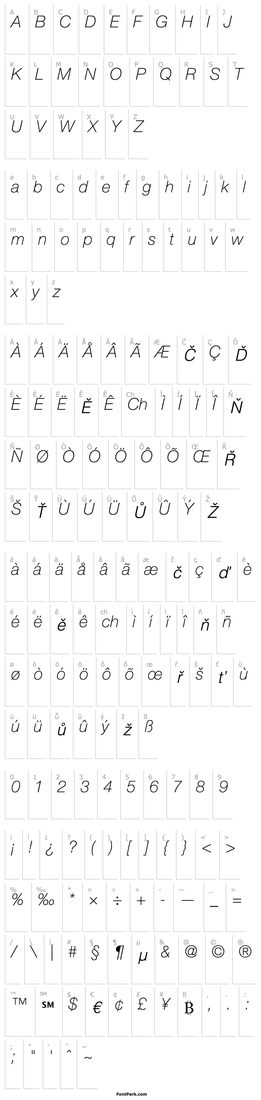 Overview Helvetica36-Thin Italic