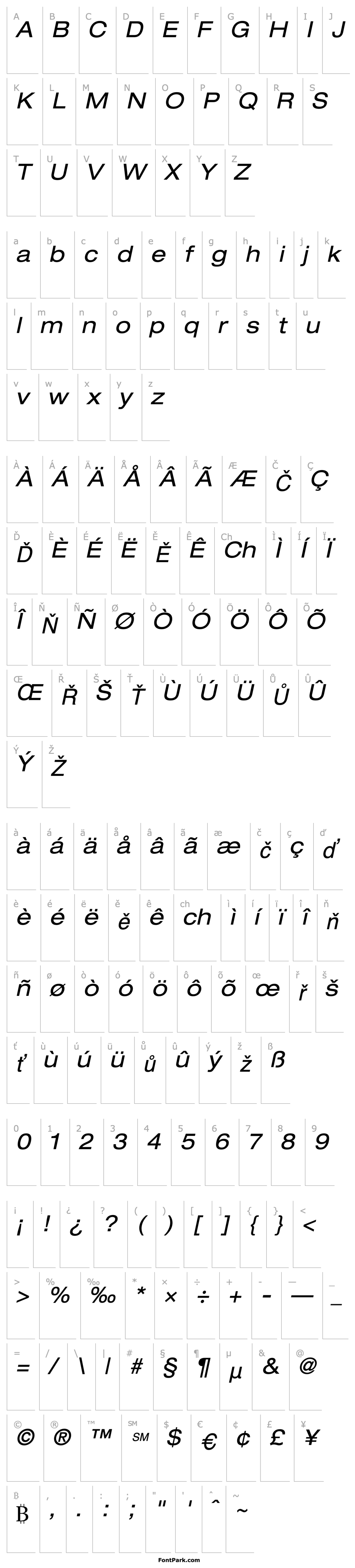 Přehled Helvetica53-Extended Oblique