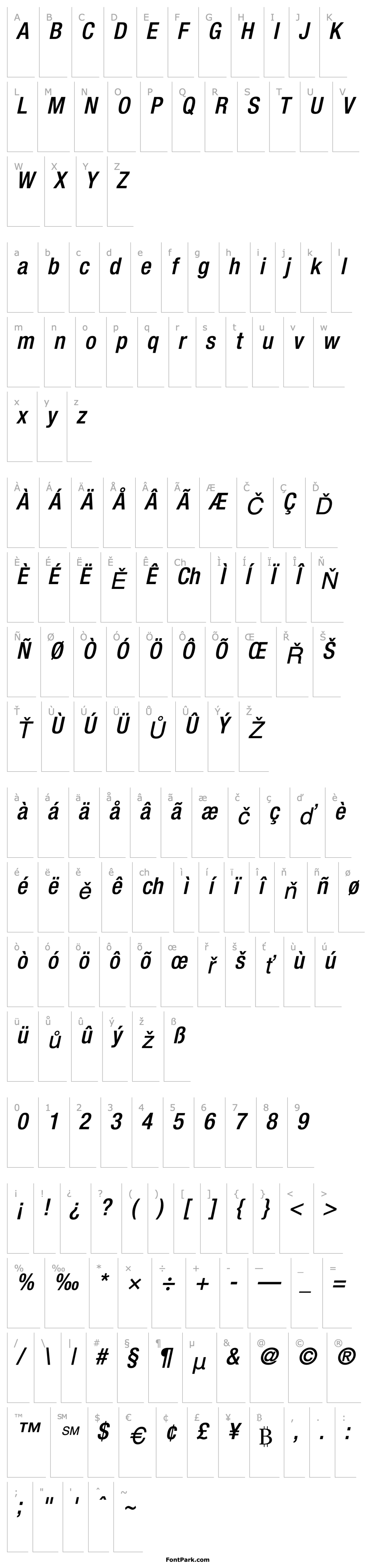 Overview Helvetica67-CondensedMedium Oblique