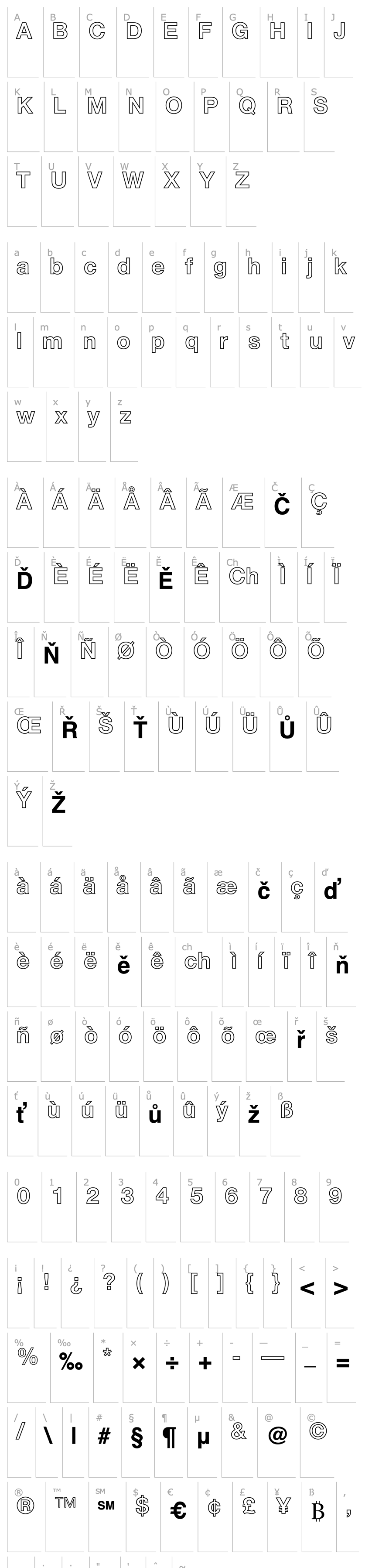 Přehled Helvetica75Outline-Bold