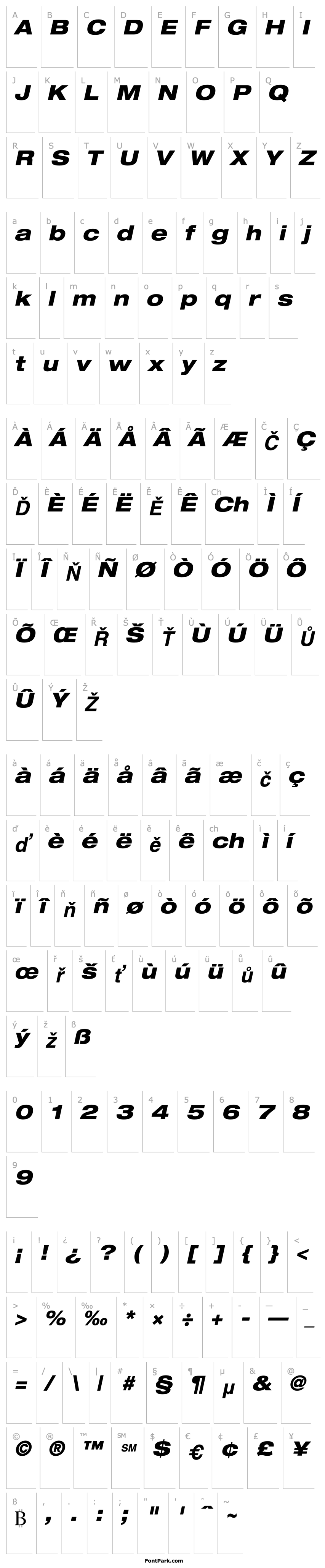 Přehled Helvetica83-ExtendedHeavy Oblique