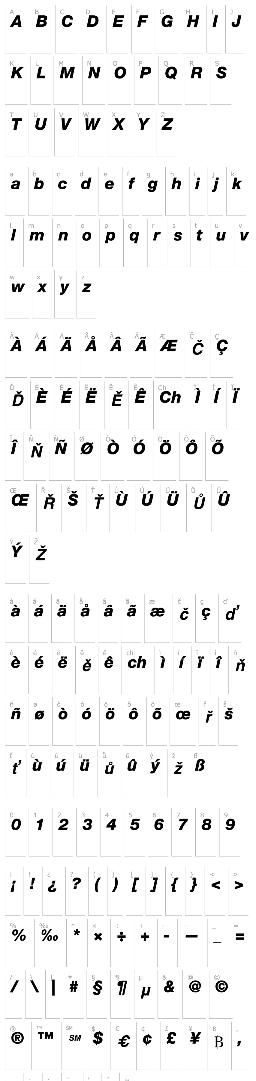 Overview Helvetica86-Heavy Italic