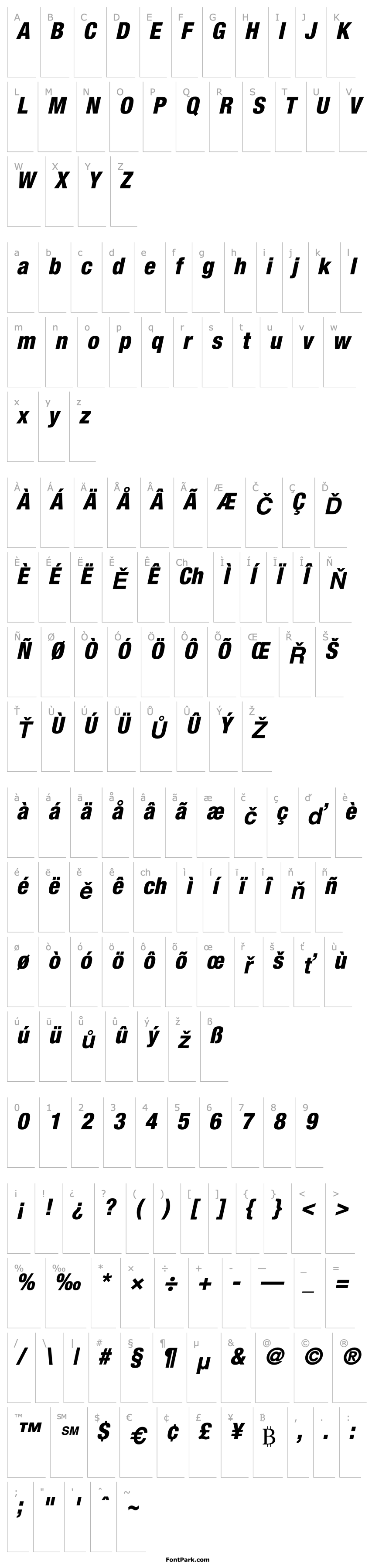 Overview Helvetica87-CondensedHeavy Oblique