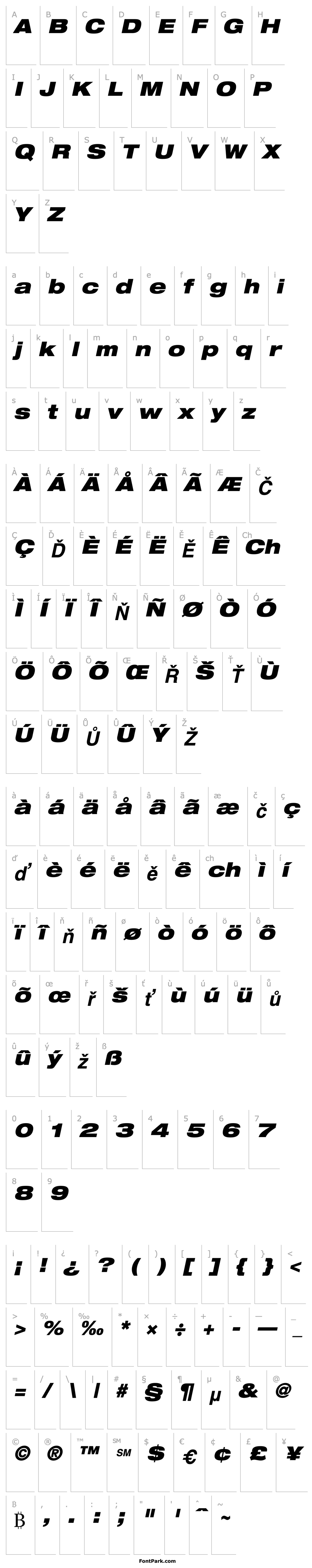 Overview Helvetica93-ExtendedBlack Oblique