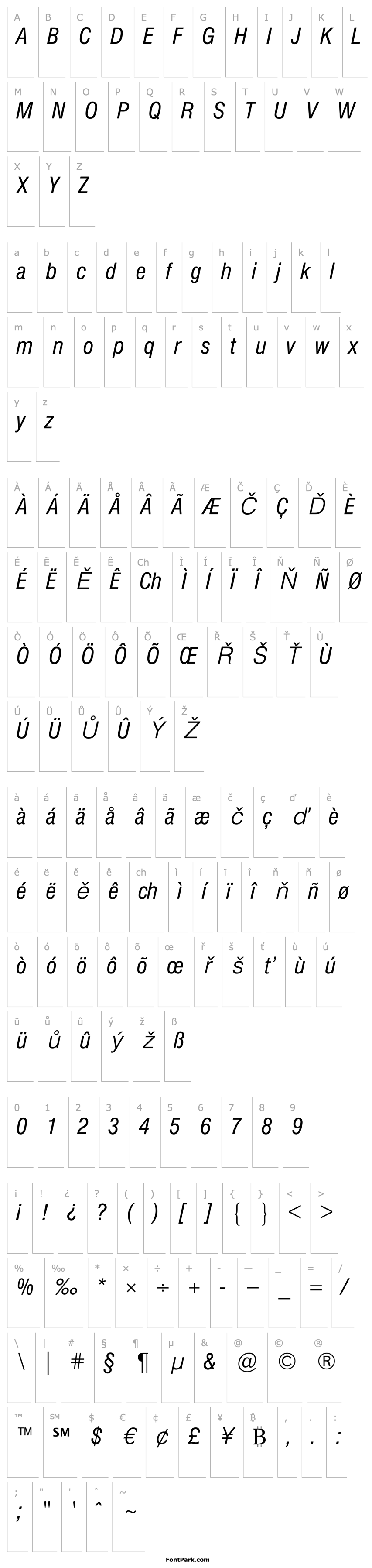 Overview HelveticaConBQ-LightItalic