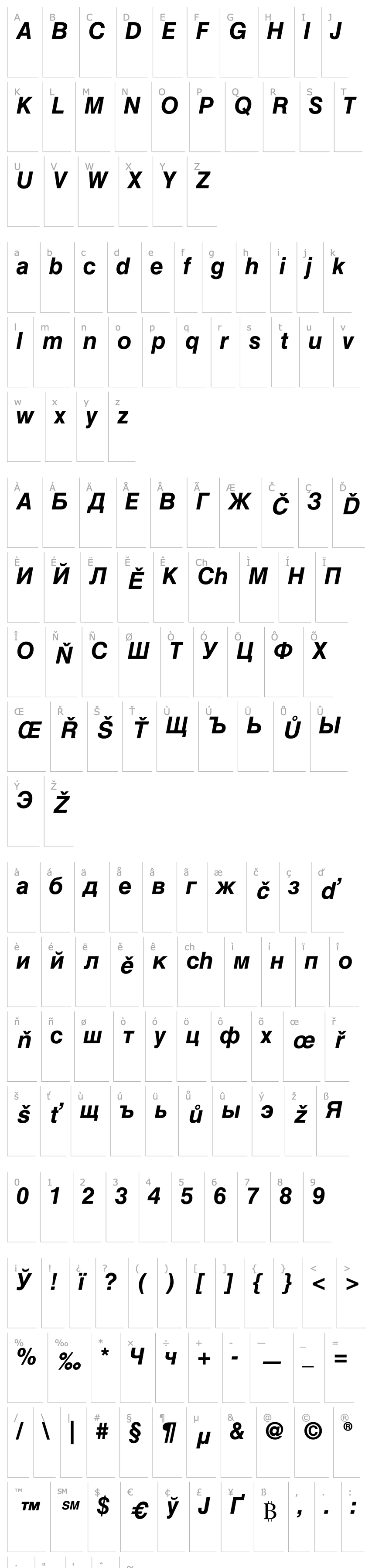 Overview HelveticaCyrillic-Bold Inclined