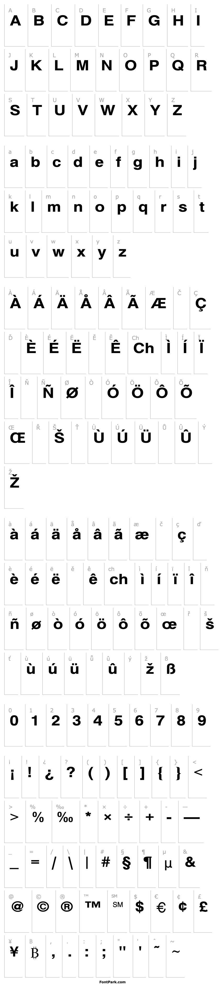 Přehled HelveticaExt-Bold