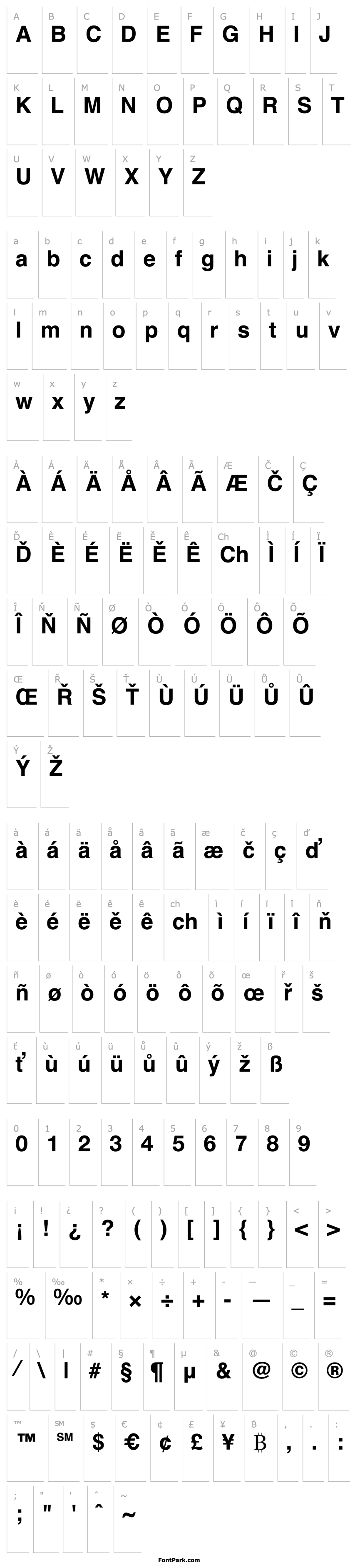 Přehled HelveticaLTStd-FractionBold