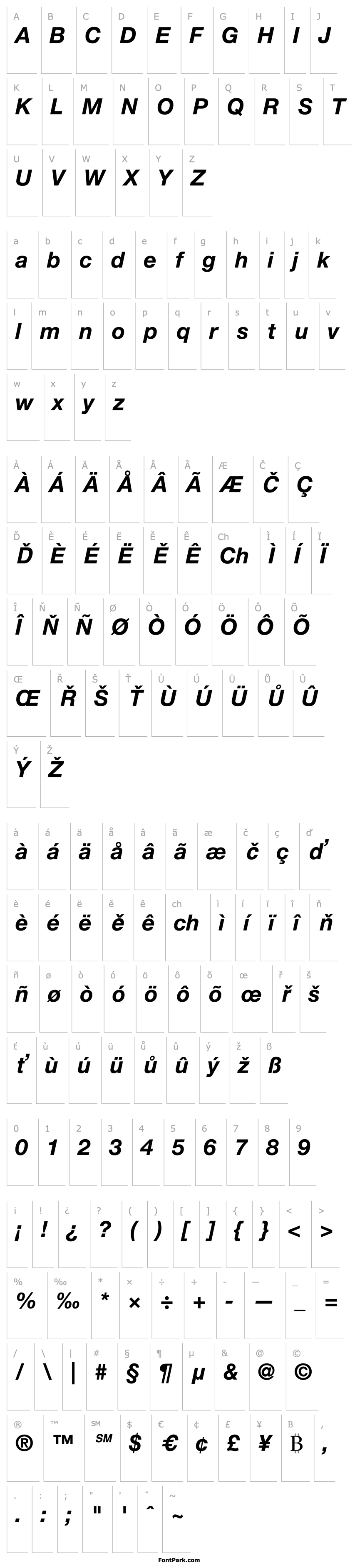 Přehled HelveticaNeue-BoldItalic