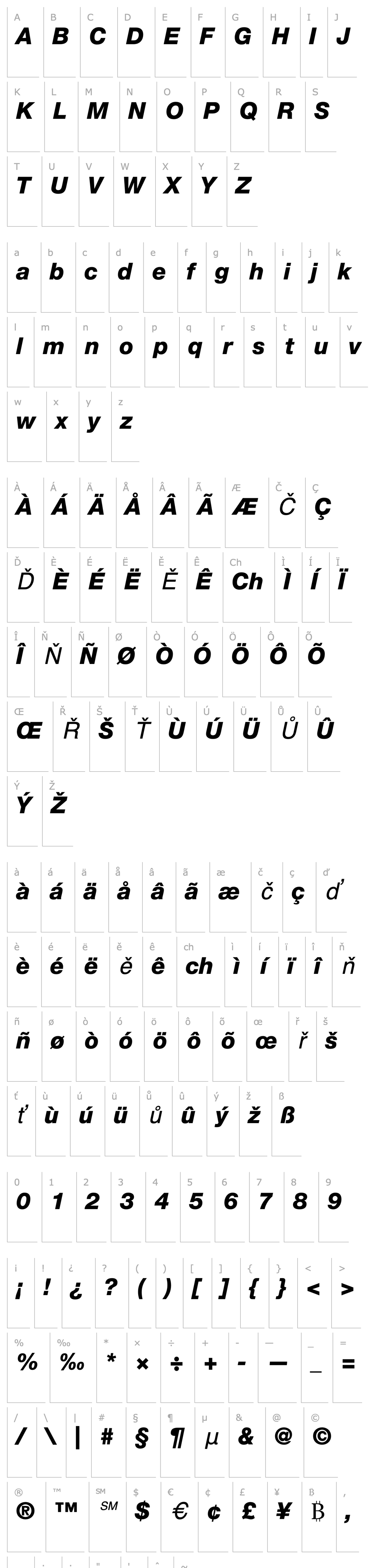 Overview HelveticaNeue-HeavyItalic