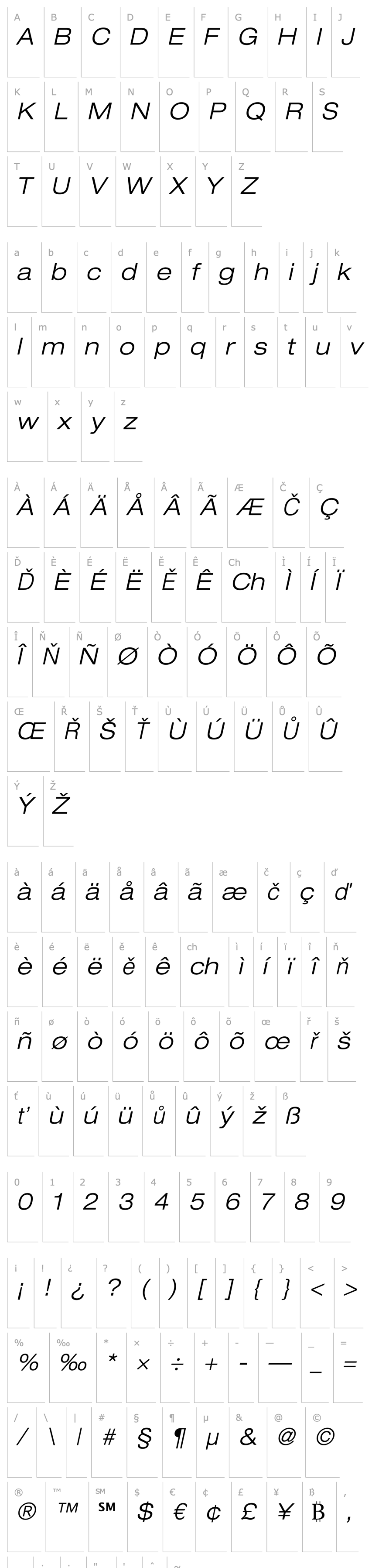 Overview HelveticaNeue-LightExtObl