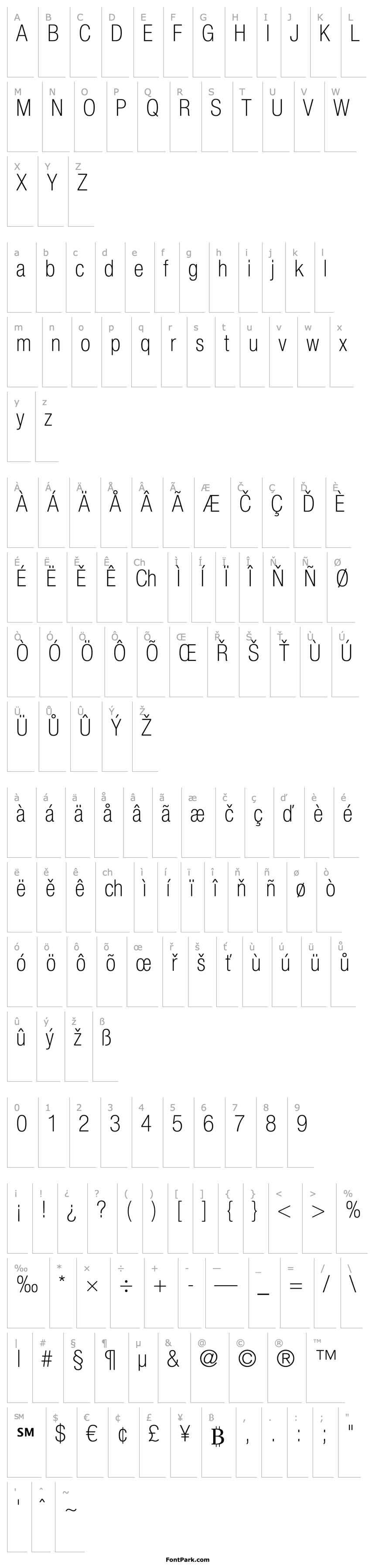 Overview HelveticaNeueLTPro-ThCn