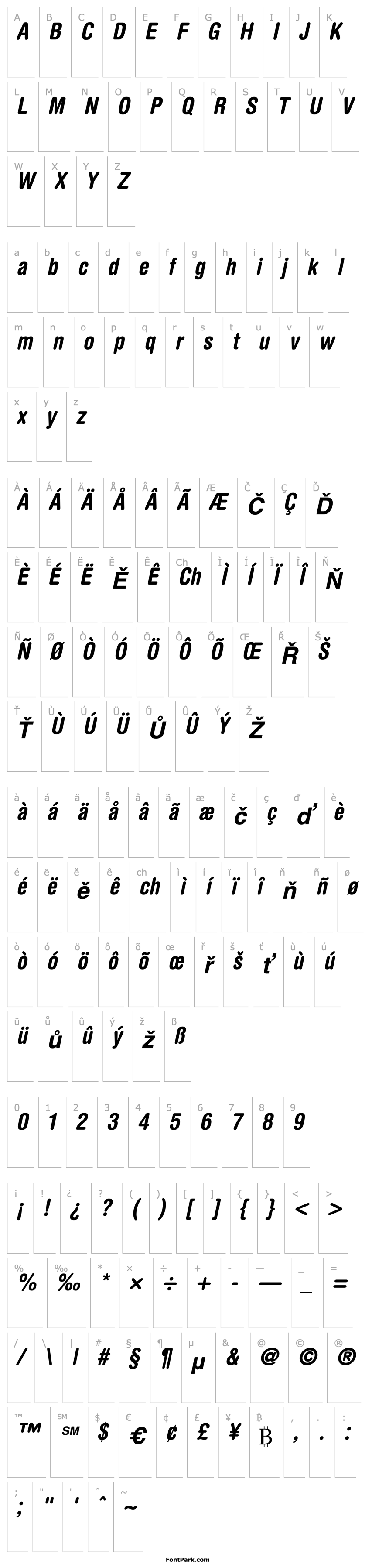 Overview HelveticaRounded-Condensed Bold Oblique