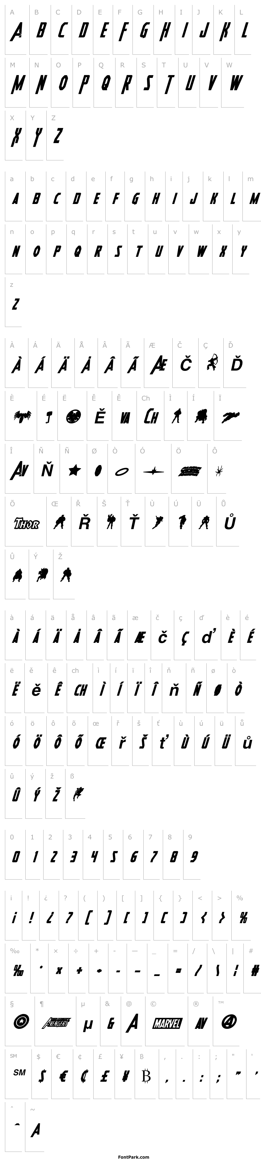 Přehled Heroes Assemble Bold Italic