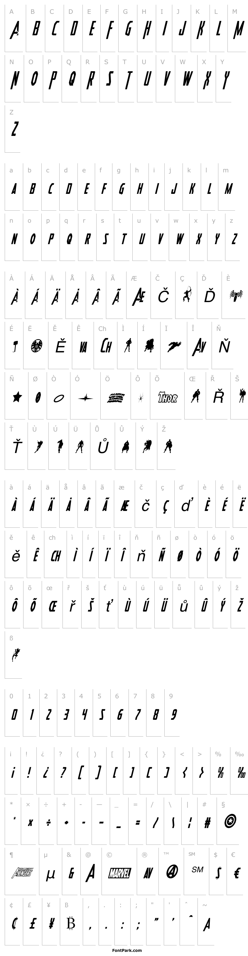 Přehled Heroes Assemble Condensed Italic