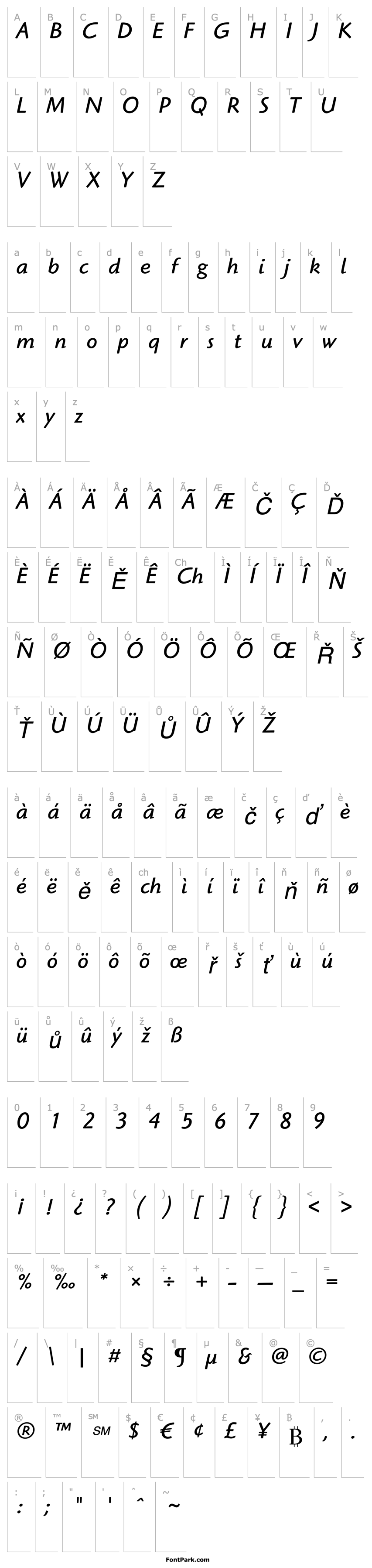 Overview HighlanderITCStd-BookItalic