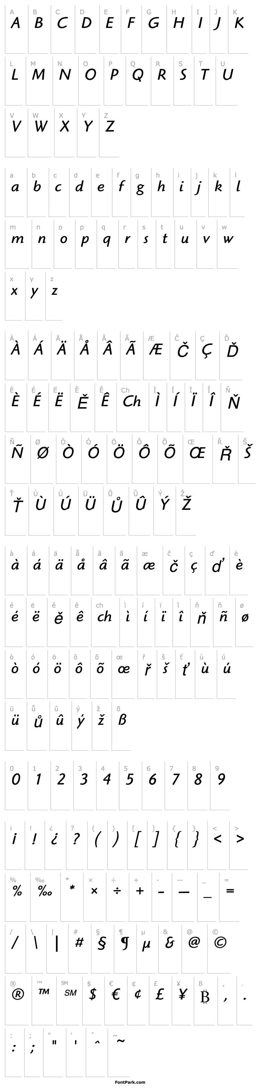 Overview HighlanderStd-BookItalic