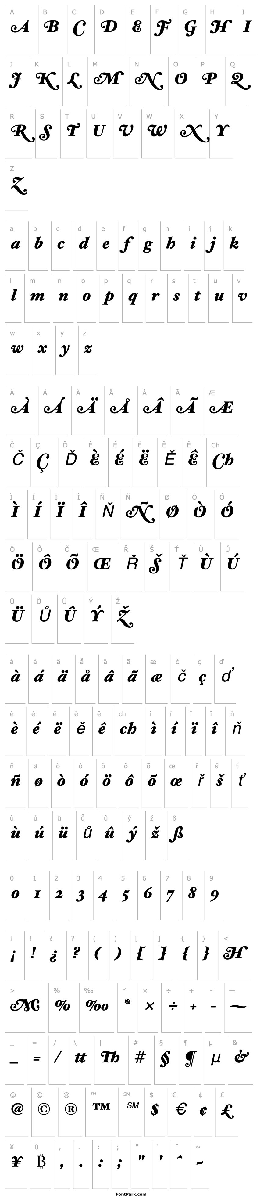 Přehled HoeflerText-Black-Italic-Swash