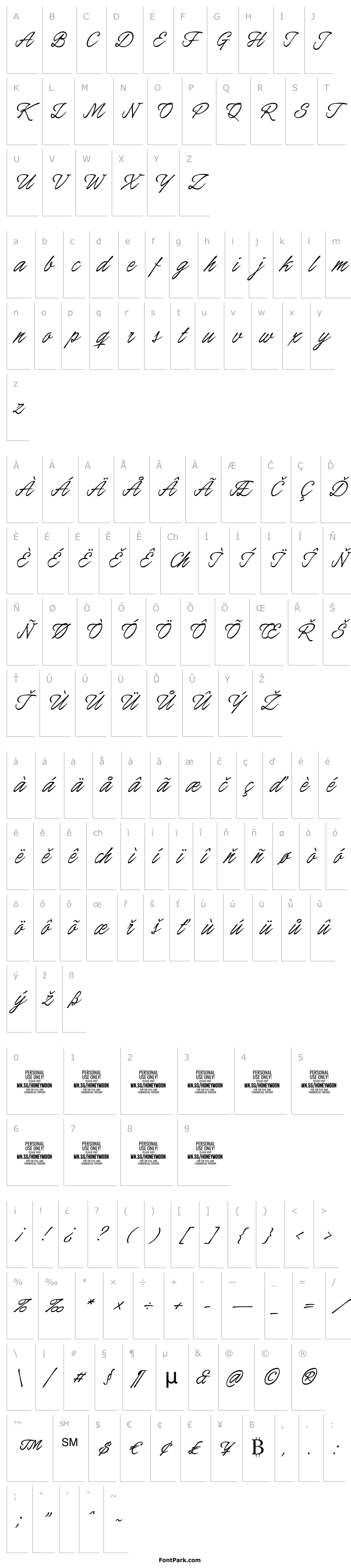 Overview Honeymoon PERSONAL USE