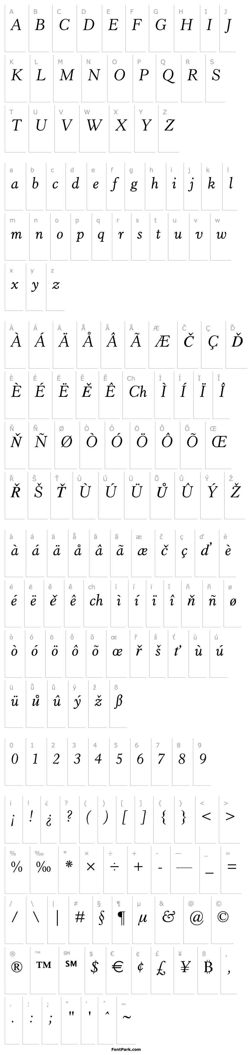 Overview Horley Old Style MT Italic