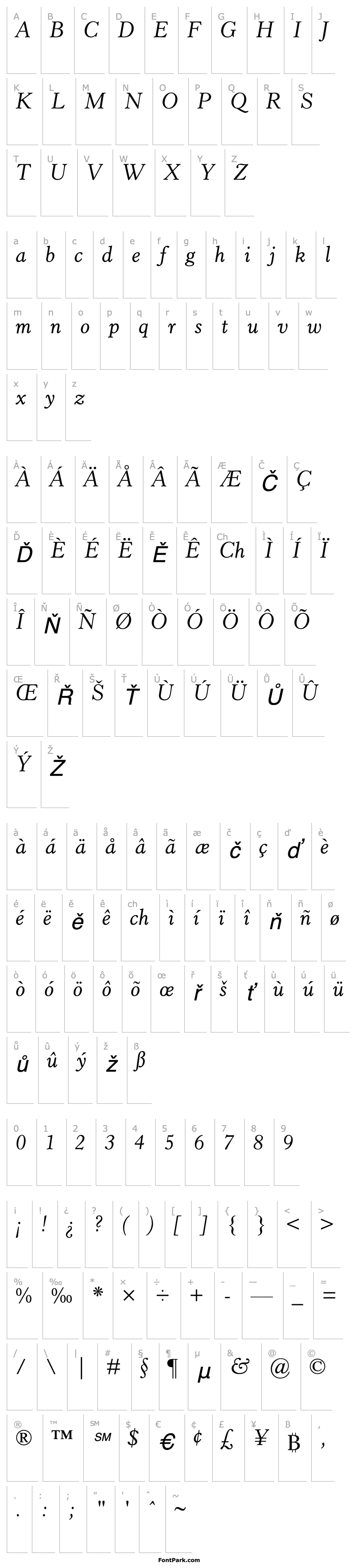 Přehled HorleyOldStyleMT-Italic