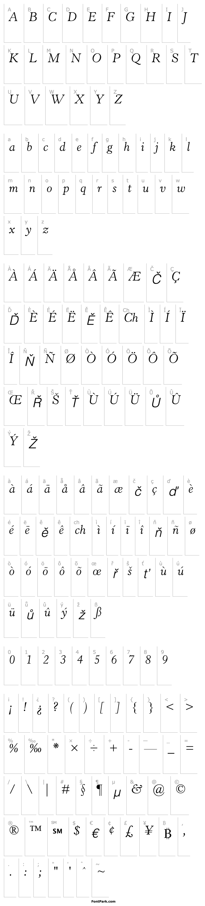 Overview HorleyOldStyleMT-Light Italic