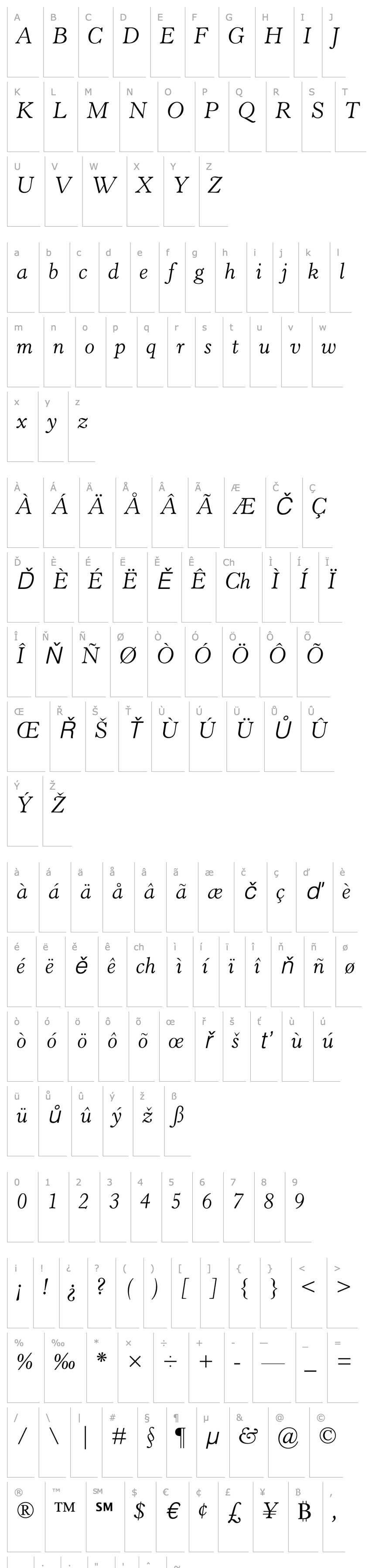 Overview HorleyOldStyleMT-LightItalic