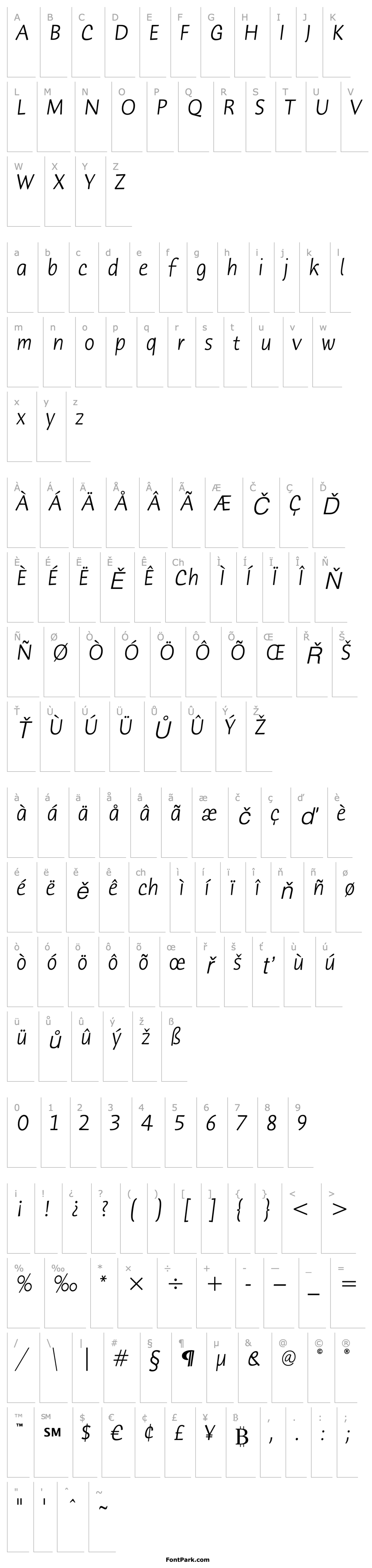 Overview HumanaSansITCStd-LightItalic