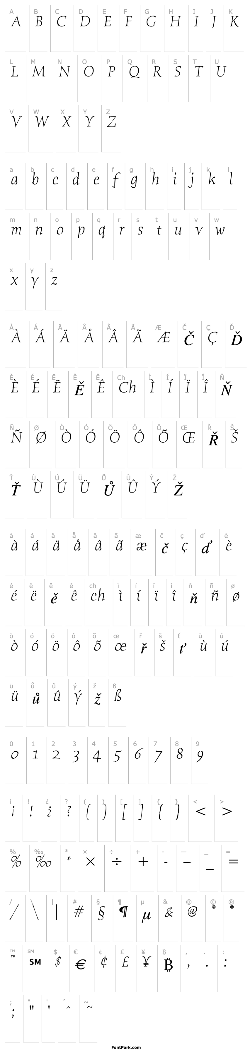 Overview HumanaSerifITC-LightItalic