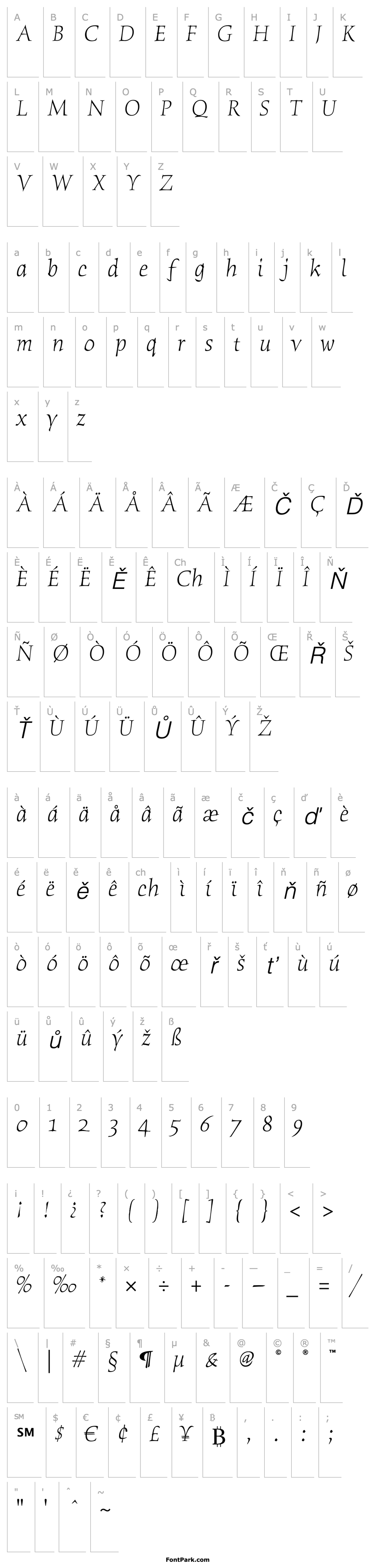 Overview HumanaSerifITCStd-LightItalic