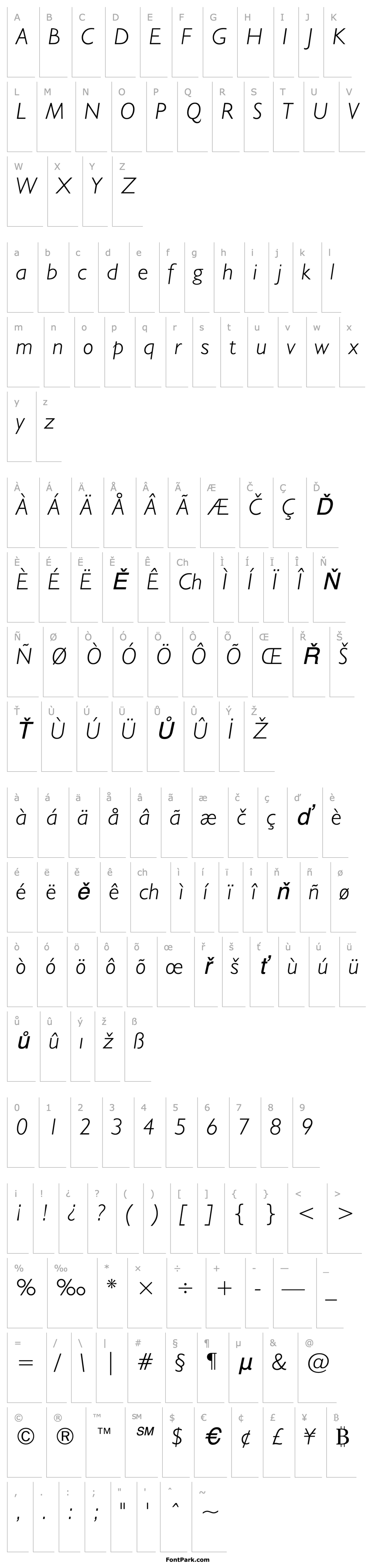 Overview Humanist 521 Light Italic BT