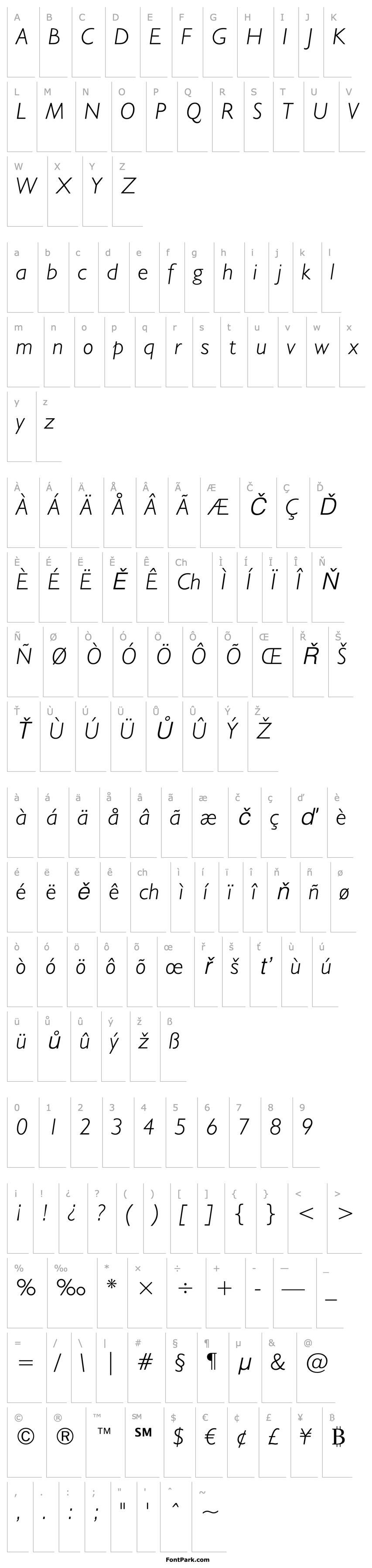 Overview Humanist521BT-LightItalic