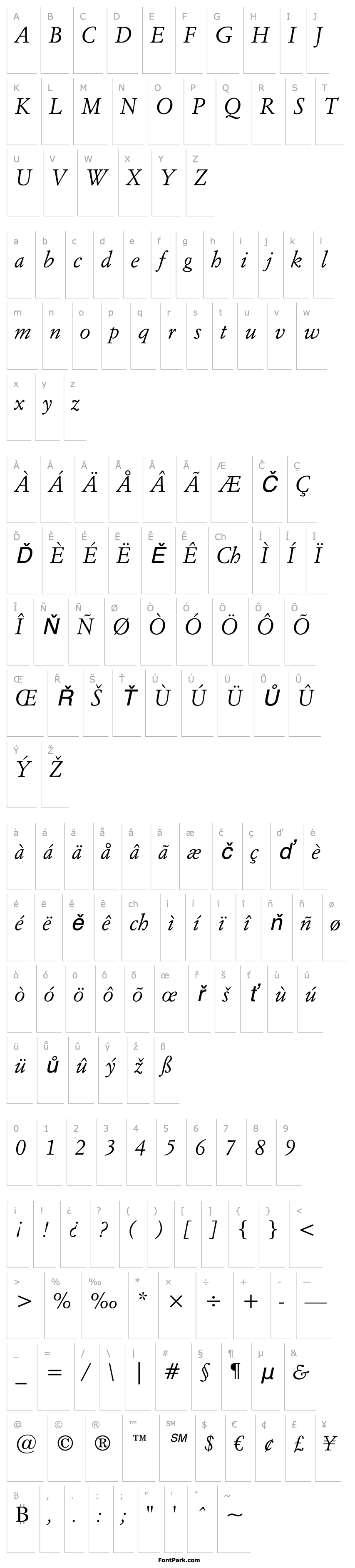 Přehled ItalianGaramondBT-Italic