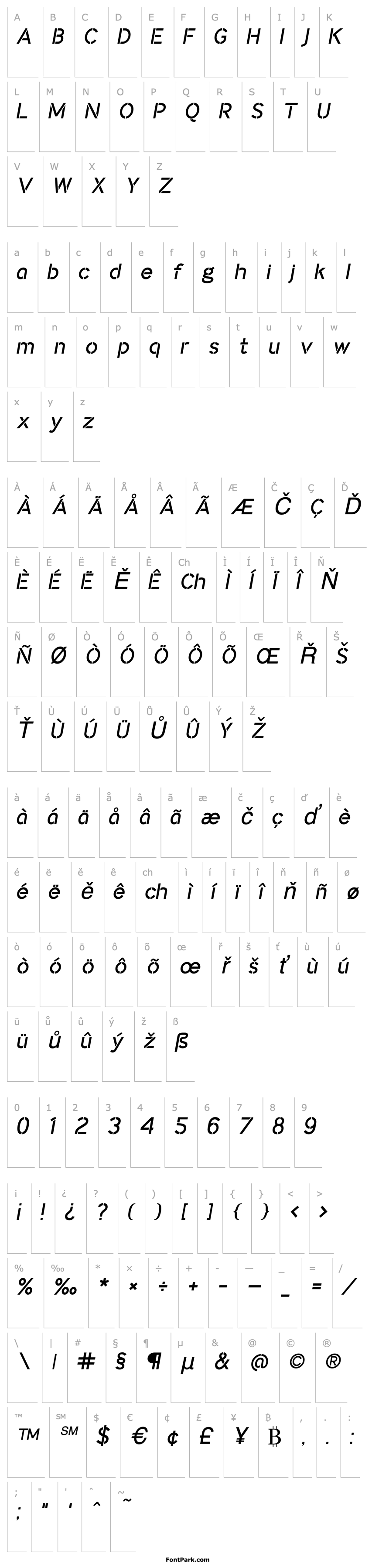 Overview IdentikalSans StencilItalic