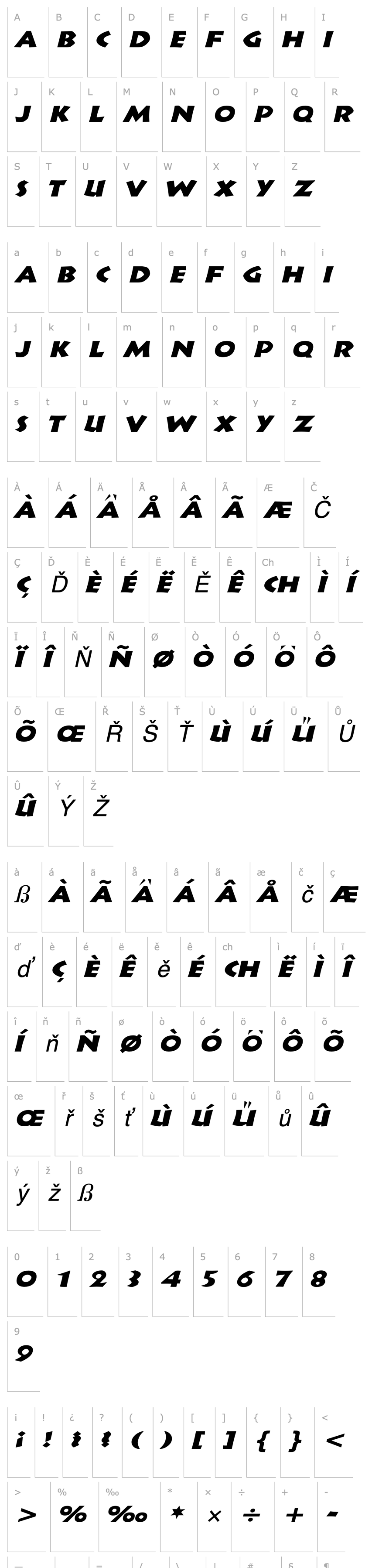 Přehled Indy Wide Italic