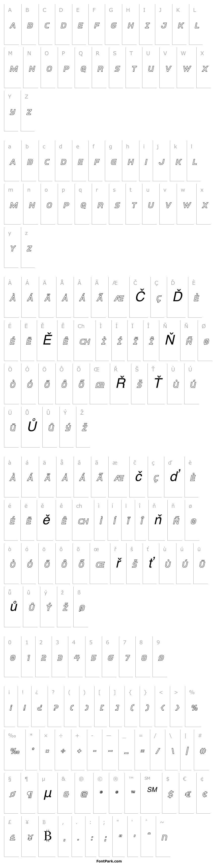 Přehled Inter-Bureau Outline Italic