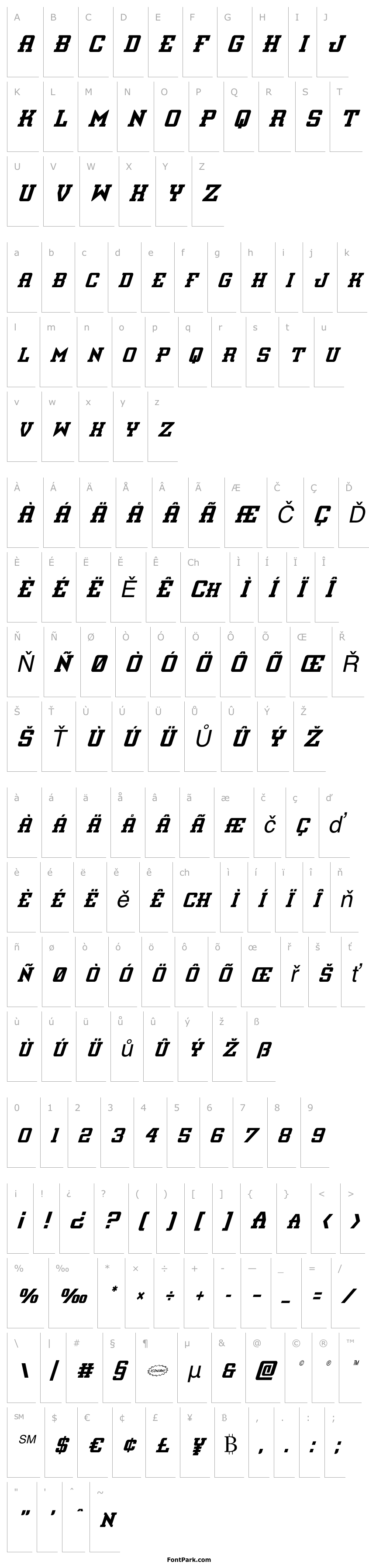Přehled Interceptor Condensed Italic