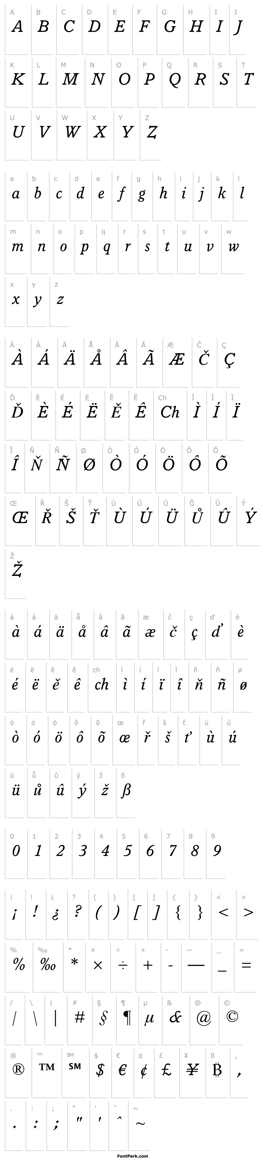 Overview Italian Old Style MT Italic