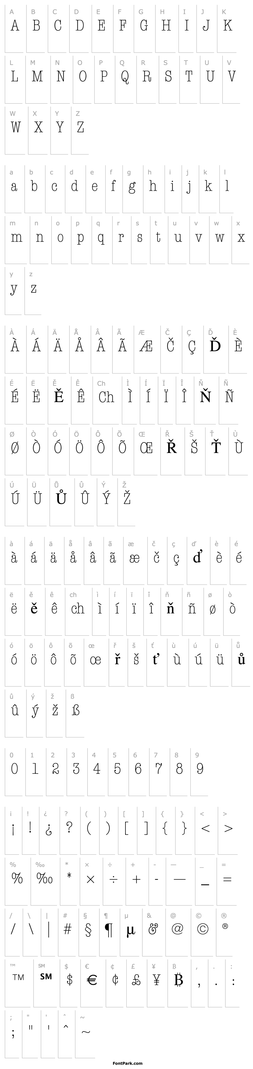 Overview ITC American Typewriter Light Condensed