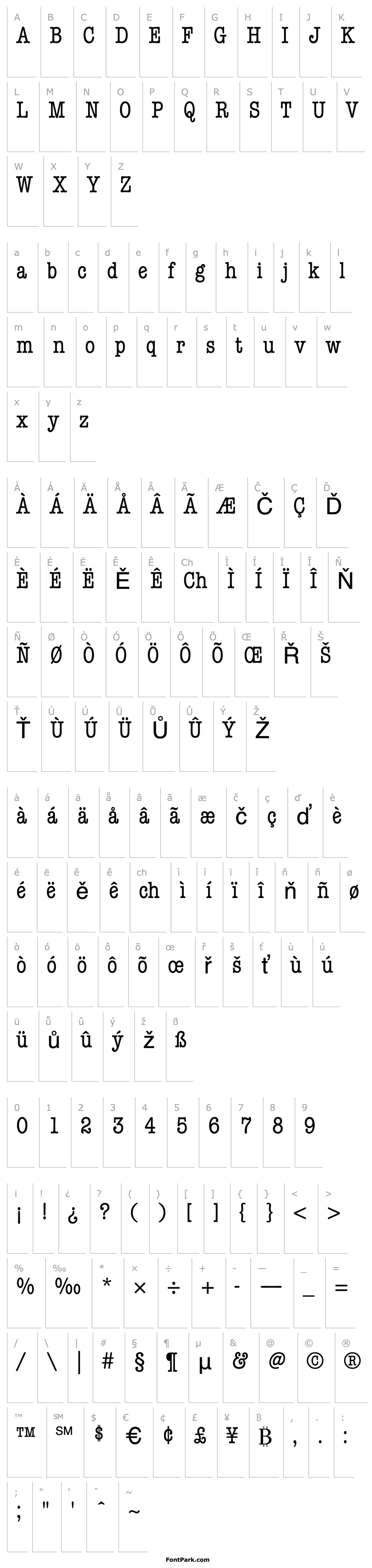 Přehled ITC American Typewriter LT Condensed Alternate