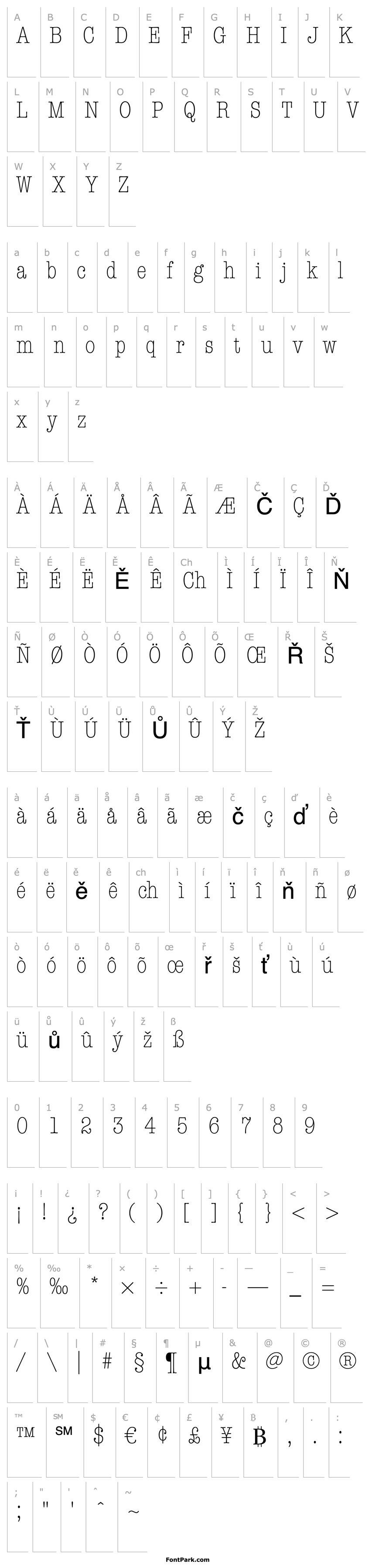 Přehled ITC American Typewriter LT Light Condensed