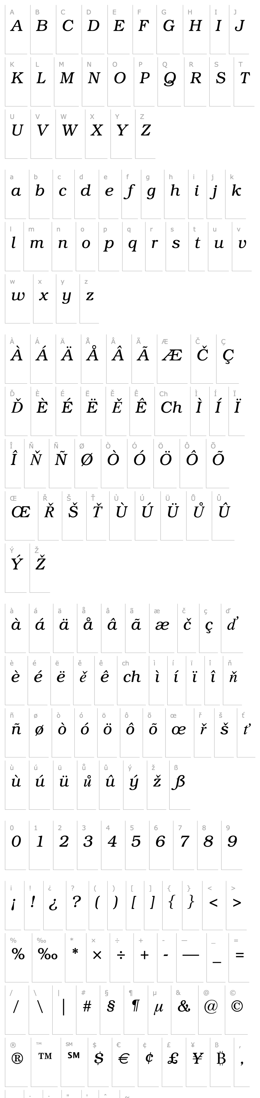 Overview ITC Bookman Light Italic SWA