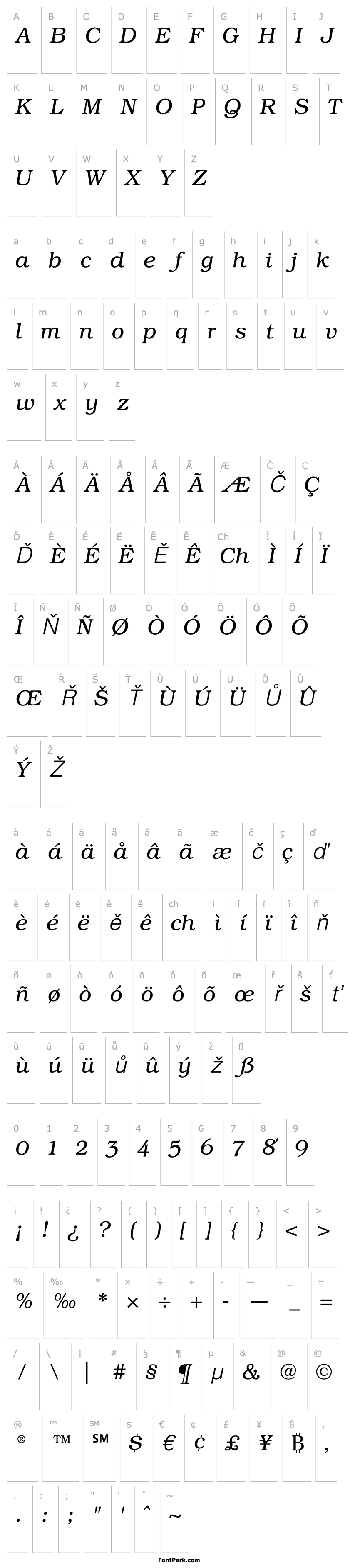 Přehled ITC Bookman OsF Light Italic